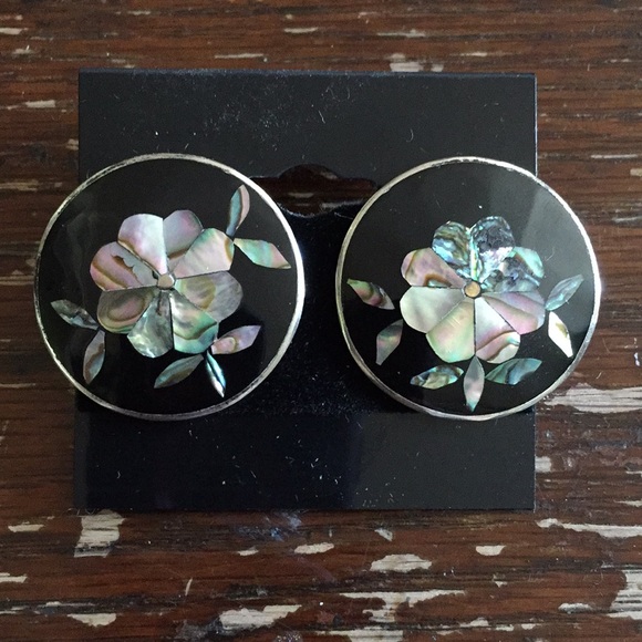 Jewelry - Mother of Pearl inlaid pierced earrings